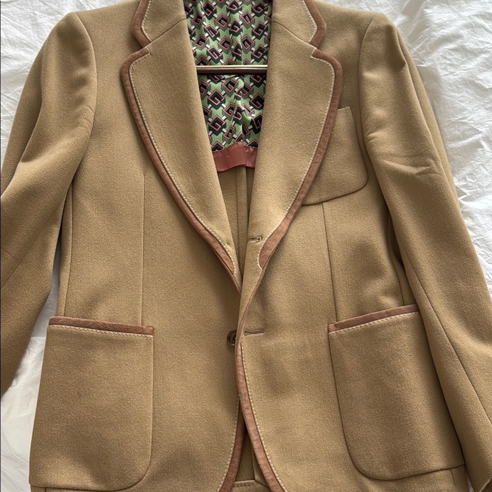 Gucci Tan Blazer with Patterned Lining